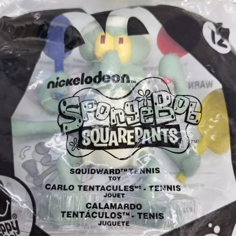2012 Nickelodeon SpongeBob SquarePants Squidward Tennis Meal Toy Lot Of 4 Sealed